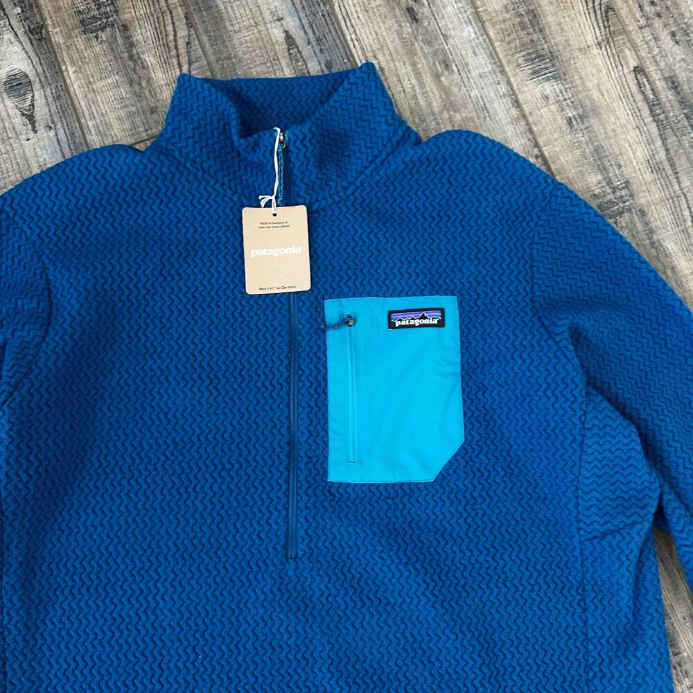 NWT Patagonia Men's R1 Air Zip Neck Fleece Pullover M Lagom Blue Lightweight - Picture 4 of 11